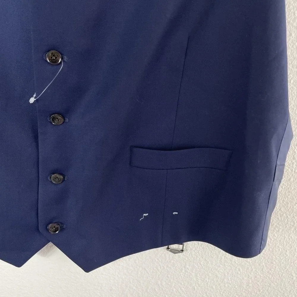 Peter‎ Millar Suit Vest Mens 50 Tall Blue Wool Belted Formal Business Waistcoat